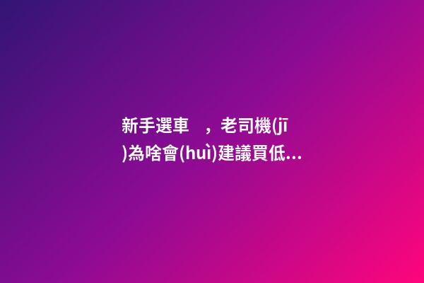 新手選車，老司機(jī)為啥會(huì)建議買低配？都有哪些玄機(jī)？